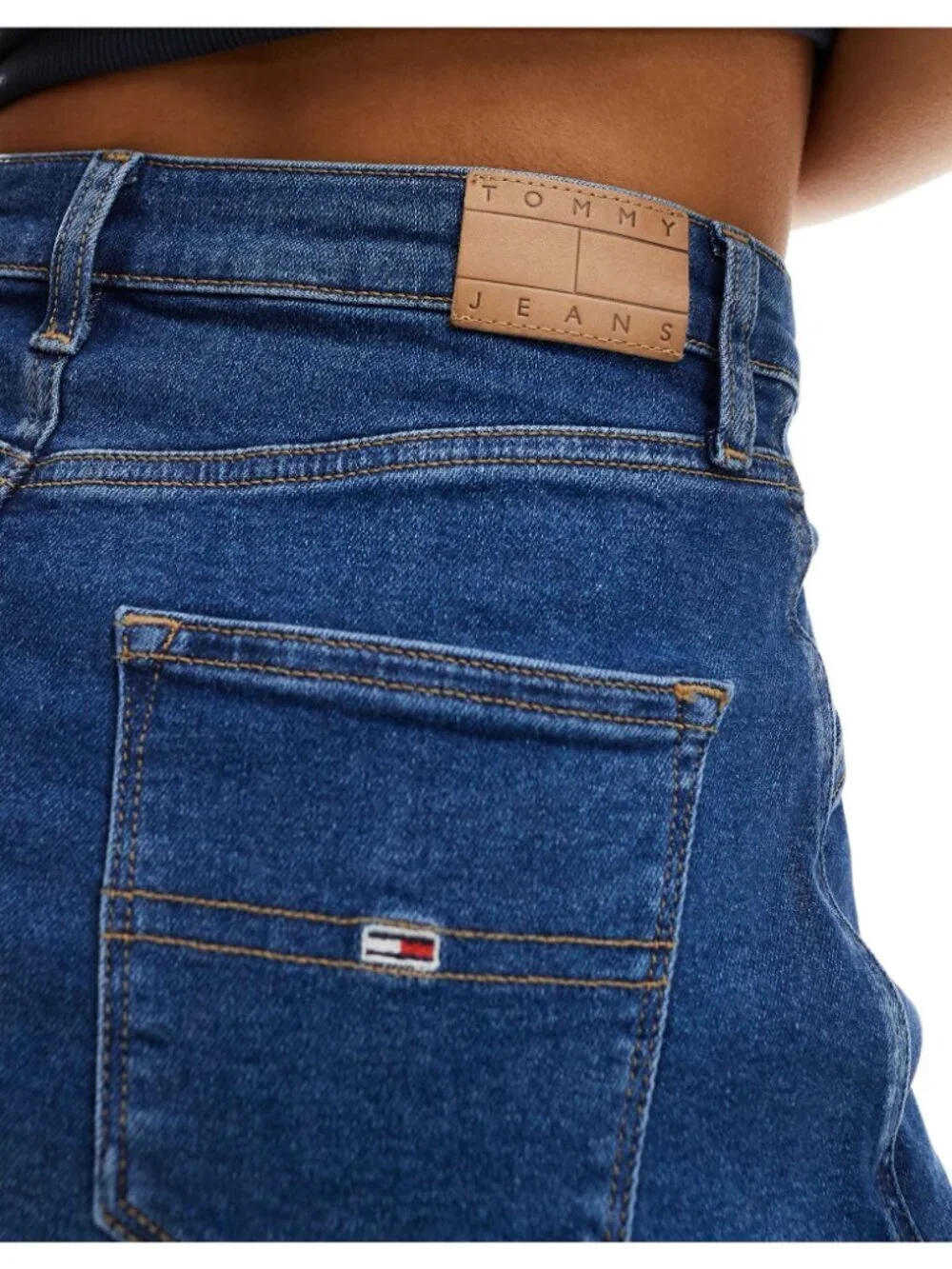 TOMMY JEANS Seam Detail Mini Skirt~Size 31~Denim Medium Wash NWT L17 10